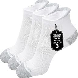Cotton Mens Athletic Ankle Length Socks Thick Cushion Heel Arch Support Anti Odor Running Gym Yoga Workout (3 Pairs, Size: 8 to 10)-image-53