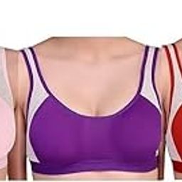 ABSTXUOR S-3 Multicolor Women's Imported Cotton Sports Bra Non-Padded Non-Wired Daily Workout Sport Bra Combo - Pack of 3 (Multicolor)-16