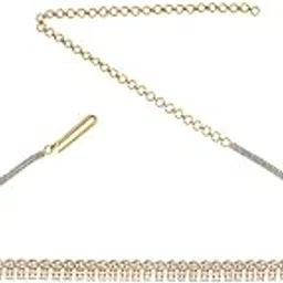 kushal's Fashion Jewellery White Rodium-Gold Polished Zircon Belt With Adjustable Chain Best for Festive Season & Special Occasion - 435006-picture-4