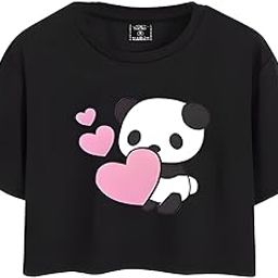 Teddylove Stylish Women Crop Top with Short Sleeve for Office Wear,Casual Wear, Top for Women/Girls (Black Panda Size S)-image-45
