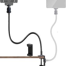 Upgraded Webcam Stand Phone Holder 27" Adjustable Gooseneck Desktop Camera Desk Guard Clamp Mount for All Cellphones, Logitech Webcam C925e C922 C930e C930 C920 C615, Etc. (1/4" Threaded)-23