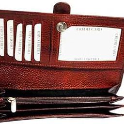 Genuine Leather Wallet Clutch for Women – RFID Protected | Textured Finish | Metal Clasp | Bonus Card Holder | Coin Pocket & Album Slot-image-96