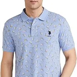 u.s. polo assn. Men's Cotton Slim Fit Ribbed Collar Floral Pattern Polo Shirt-picture-42