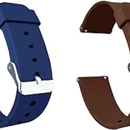 ACM Pack of 2 Watch Strap Silicone Belt 20mm compatible with Garmin Venu Sq Smartwatch Casual Classic Band (Blue/Brown)-27