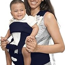 Kids Station Baby Carrier with 9 Carry Positions, Patented Design, Made of 100% Cotton, NO POLYESTER , Designed for Indian Environment with VENTILATION WINDOW Baby Carrier with Hip seat for 6 to 24 Months Baby, Adjustable New-Born to Toddler Carrier (Blue, All in One Hip Seat)-image-98