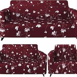 Story@Home Sofa Cover 6 Seater Fully Covered | Sofa Cover 3+2+1 Seater Stretchable Polyester Spandex | Maroon, Floral | Antislip Sofa Cover for Living Room | Stylish for Aesthetic Home Furnishing-image-20