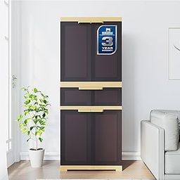 Nilkamal Freedom FMDR1C with 1 Drawer with 3-Year Warranty|Plastic Cabinet for Storage|Clothes Organizer|Crockery Shelves|Wardrobe|Living Room|Adult & Kids|for Home Kitchen & Office, Brown & Biscuit-image-15