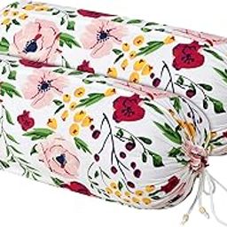 Kuber Industries Bolster Cover|Soft Bolster Pillow Cover for Bedroom, Living Room|Bolster Cover Set of 2|White & Pink-2