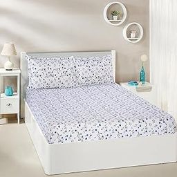 Amazon Brand - Solimo Floral 200 TC Cotton King Size Bedsheet (Aqua)-picture-10