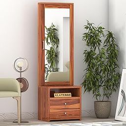 ALATERRE Sheesham Wood Dressing Table with 2 Drawer Storage for Living Room Bedroom Wooden Vanities (Natural Finish)-image-80