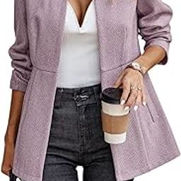 Women's Casual Business Open Front Long Sleeve Notch Lapel Office Blazer Jacket-image-64