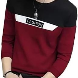 Janak Creation Men's Fashion Color Block Sweatshirt, Long Sleeve Crew Neck T-Shirt-picture-29