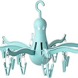 Ikea PRESSA Plastic Foldable Portable Hanging Dryer Octopus Shape Clothes Drying Hanger Rack with 16 Clips Hook, Turquoise-21