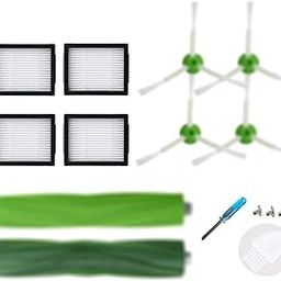 LOVECO Replacement Parts Compatible for iRobot Roomba E I & J Series E5 E6 i7 i7+ i1 i1+ i2 i3 i3+ i4 i4+ i6 i6+ i8 i8 Plus j6 j5 j7 j8,1 Set Multi-Surface Rubber Brush,4 Filter,4 Edge-Sweeping Brush-image-40