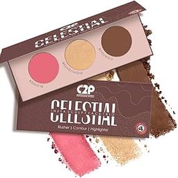 C2P Pro Celestial 3-in-1 Face Palette for Makeup | Matte Bronzer, Highlighter & Blush | Cream-Based Blusher for Cheeks | Lightweight & Long-Lasting | Vegan & Cruelty-Free (12g, Back to L.A.)-picture-6