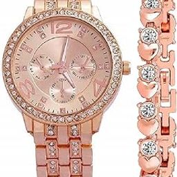 Brand A Analouge Gold Dial Gold Plated Watch Water Resistant Heart Color Changing for Bags & Purses for Girls& Women Key Chain Key Chain for Womens Ladies Girls Watch-image-81