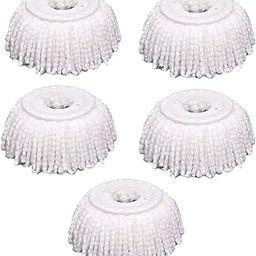 YWSHF 5Pcs White Microfiber Replacement Mop Head Spin Mop Head Replacement 5-Pack, Microfiber Refill Heads Universal For 360 Spin Magic Mopping, Round Shape Standard Size-image-56