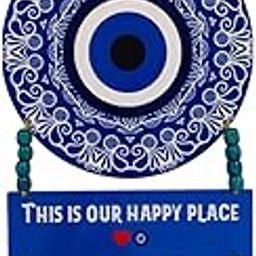 BookYourGift: Evil Eye This is our happy place Thankful Greatful Blessed wall hanging-12