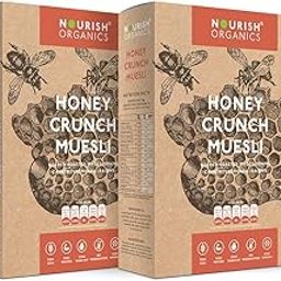 Nourish Organics Honey Crunch Muesli 300g each Pack of 2 | Healthy and Nutritious Breakfast Cereals with Whole Nuts | No Refined Sugar | Clean Label-image-4