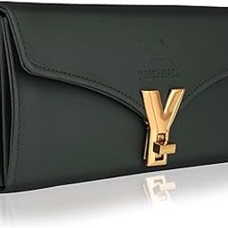 YESSNENZA Women's Artificial Leather Stylish Lock Two-fold Clutch Wallet Purses Handbags/with Phone Pockets (Y Green)-image-77