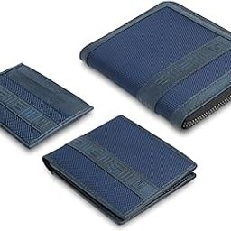 Zen Wallet, Passport Holder and Card Holder for Men, Midnight Blue | Slim Bifold and Premium Vegan Leather | Stylish & Durable | Perfect for Everyday Use - Set of 3-image-61