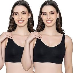 Daisey Women's Flexible Fit Medium Impact Sports Bra for Light Workouts | Pack of 2-image-1
