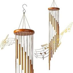 NATURAL MELODY Wind Chimes 36" Large Memorial Outdoor with 18 Aluminum Alloy Tubes and Hook for Home Decoration (Golden)-image-8