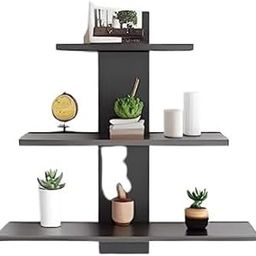 CraftOnline Wall Shelves Tree Shape for Home Decor Items, Wall Mount Wooden Wall Shelf Living Room and Bedroom (Black)-image-96