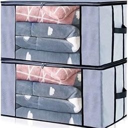 ACORMEK Rectangular Underbed Blanket Storage Bag for Wardrobe Organizer Blanket Cover with a large Transparent Window and Side Handles - Pack of 2 Pieces, Grey, (Standard size)-image-89