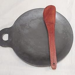 Ganapathi Enterprises/lron dosa tawa11 inch/Iron CONCAVE DOSA/CHAPATI TAWA/DOSA KALLU 1.5Kg with DOSA Turner 11" Dia/Black Colour-image-24