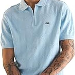 Men's Blue Regular Fit Textured Cotton Polo-image-32