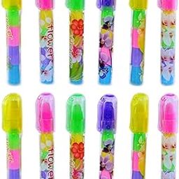 Parteet Birthday Party Return Gifts- Stacking Pen Type Erasers for Kids (Pen Style Erasers 12Pc)-0