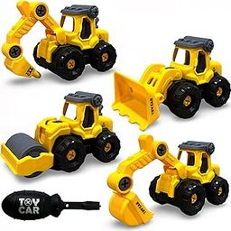 MD TOY VILLA 4pcs Construction Vehicle DIY Set with Screw Driver for Kids DIY 4 in 1 Truck Set for Kids Age 3-12 Years-image-44