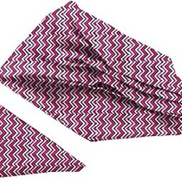 Dark Pink Chevron Printed Ascot Satin and Matching Pocket Square Set for Men-picture-14