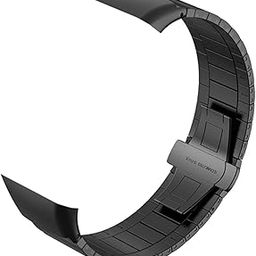 Metal Strap Smart Watch Band Replacement celet Strap No Gaps Solid Wristband Belt with Butterfly Buckle for Women Men Replacement for Band 6 (Black) -Layfoo-image-24