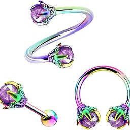 3PCS Cartilage Earrings, 316L Surgical Steel Mixed Earrings with Dragon Claw Twist Helix Earring Ear Body Piercing Jewelry Tragus Earring, Stainless Steel, cubic-zirconia-image-27