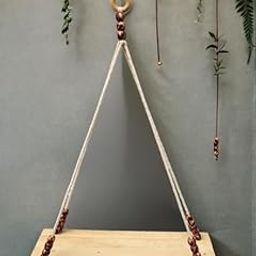 Macrame Wall Hanging Shelf Small for for Home décor, Macrame Woven Macrame Tapestries, nursary, Office, Dorm Living Room, Party Decorations and décor for Apartment,Color- Off White Size - 45x30 cm-picture-18