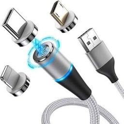 DUETMI Magnetic Ultra Fast Charging Cable, 360 Degree 3in1 Jack, LED Indicator Light Cable Compatible with All Type-C Smartphone, Android and iOS Smartphone (Multi Color)-22
