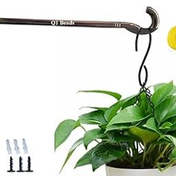 Q1 Beads 1 Pack Stainless Steel Plant Hanger/Hose Pipe Hanger Holder Made in 9 mm SS Rod Heavy Duty Wall Mount Wall Hanger Watering Irrigation Hose Holder (Chrome)-picture-9