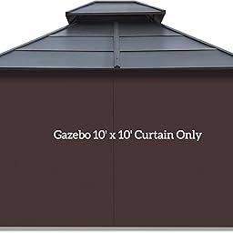 AONEAR Gazebo Privacy Curtain with Zipper Side Wall Universal Replacement for 10' x 10' Gazebo, Patio, Outdoor Canopy, Garden and Backyard,Coffee Brown (1-Panel Curtain Only)-picture-1