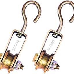 Myjas- Unbreakable Solid Roller Pulley Pulley Machine Tool for Lifting Rope, Gym, Exercise, Pull up bar, Climbing, Hanging, Gold (Pack of 2)-12