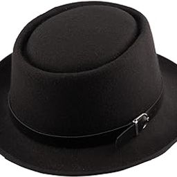 Wool Basic Black Solid Fedora Hat For Men, Medium-18