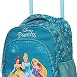 Disney Original Princess Backpack Trolley Bag With 2 Wheel, Turquoise/Kids School Bag-34