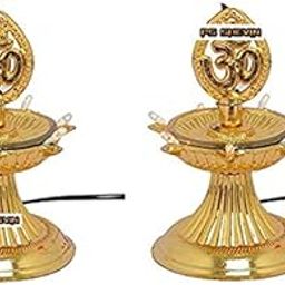 iSmart Shop Electric Diya Pack of 2 - 1 Layer Jyot for Pooja - 7 LED Light Maha-Diya - Premium Electric Golden Light for Diwali - Made in India - SH875-image-103