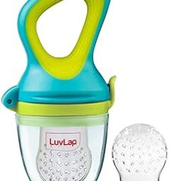 LuvLap Silicone Food/Fruit Nibbler with Extra Mesh, Soft Pacifier/Feeder, Teether for Infant Baby, Infant, Elegant Blue, BPA Free-13