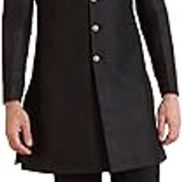 Men Black Solid Dyed Indowestern Sherwani Trouser Set-picture-32