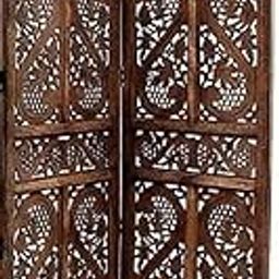 WoodCraftia Wooden Room Divider Partition - Foldable Wood Screen Separator for Living Room, Bedroom, Office, Restaurant || S Design, Brown (2 Panel)-image-84