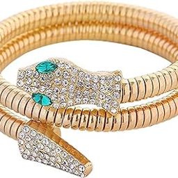 Anti Tarnish Serpent Metallic Bracelet Cubic Ziroconia Studded Snake Head And Tail Pattern Jewellery Statement Bracelet for Girls and Women Pk-1 (BRACE 27037)-image-99