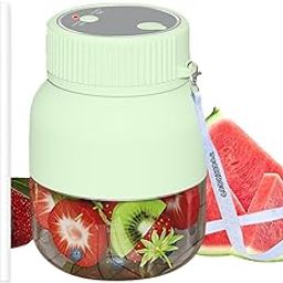 Portable Personal Blender for Shakes and Smoothies with 27oz Cup,Lid and Shoulder Strap,Type-C USB Rechargeable Electric Blender,Personal Juicer for Travel Sports Outgoing (Green)-2