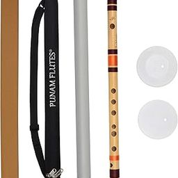 Punam Flutes G Natural Small Right Hand Bamboo Flute Bansuri Size 13 Inches-image-6